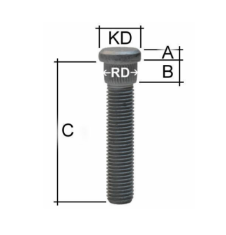 Radbolzen, Radschraube, M12x1.5x44 mit 12.4mm Rändel